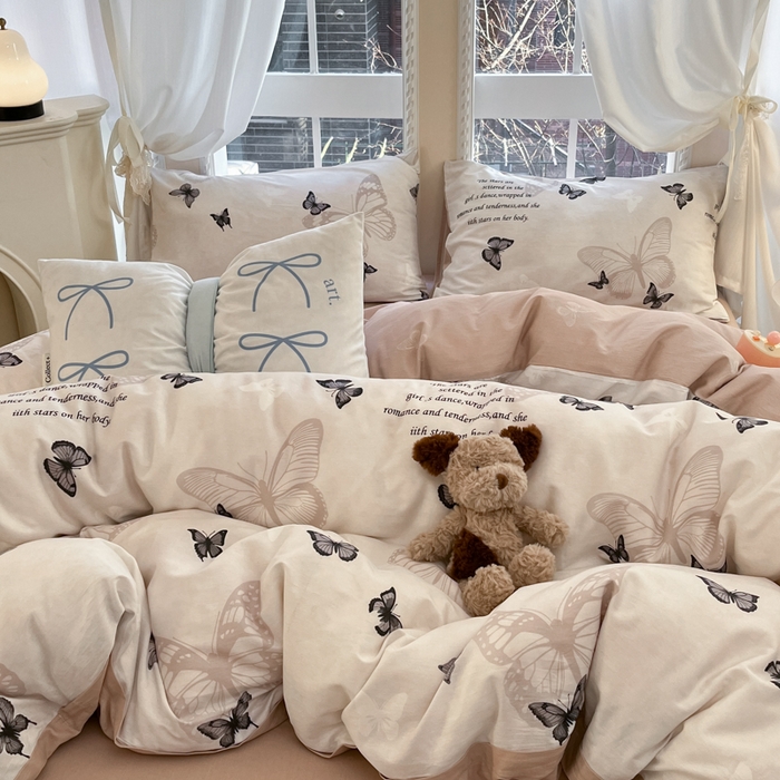 91家纺网 家纺一手货源 找家纺 Sweet dreams甜梦 2025新款全棉纯棉小清新卡通被套单品单被套被套单件 蝶花