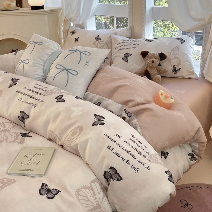 91家纺网 家纺一手货源 找家纺 Sweet dreams甜梦 2025新款全棉纯棉小清新卡通被套单品单被套被套单件 蝶花