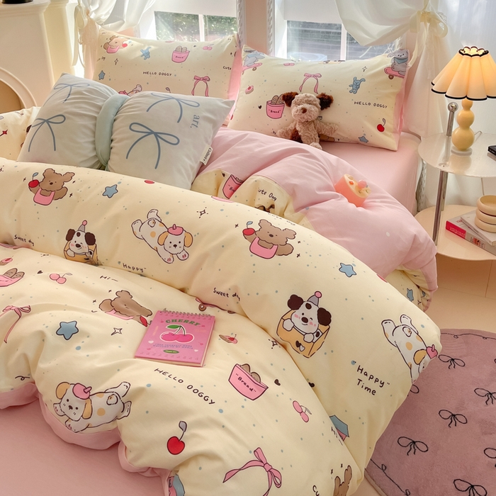 91家纺网 家纺一手货源 找家纺 Sweet dreams甜梦 2025新款全棉纯棉小清新卡通被套单品单被套被套单件 动物派对