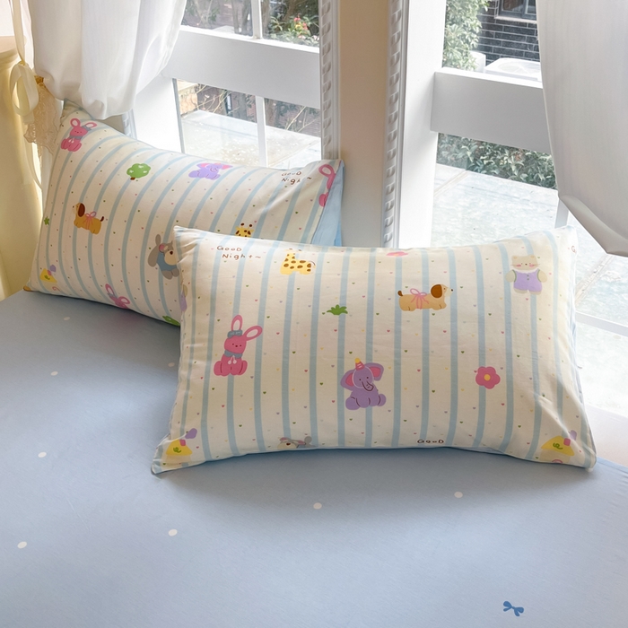 91家纺网 家纺一手货源 找家纺 Sweet dreams甜梦 2025新款全棉纯棉小清新卡通被套单品单被套被套单件 奇趣动物园