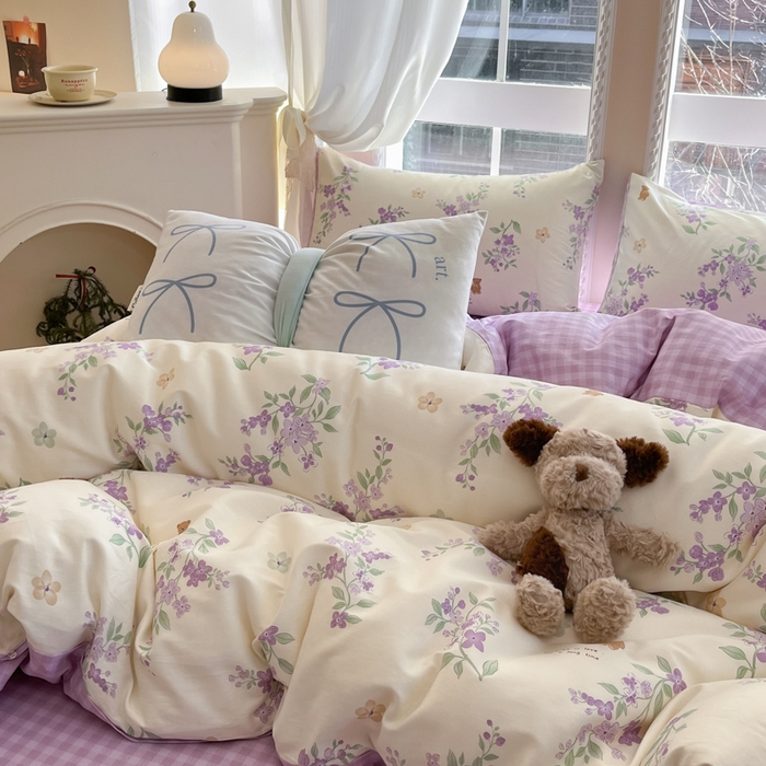 91家纺网 家纺一手货源 找家纺 Sweet dreams甜梦 2025新款全棉纯棉小清新卡通被套单品单被套被套单件 小熊花语