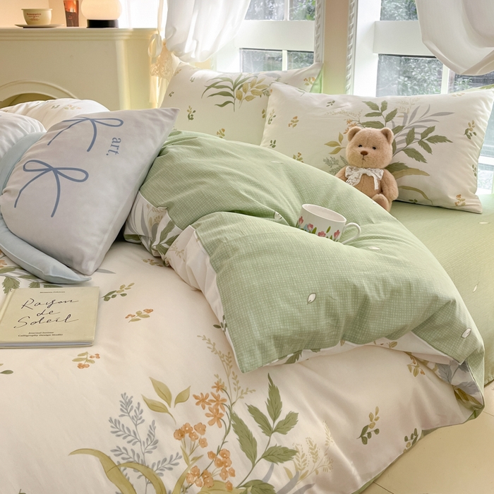 91家纺网 家纺一手货源 找家纺 Sweet dreams甜梦 2025新款全棉纯棉小清新卡通被套单品单被套被套单件 春意盎然