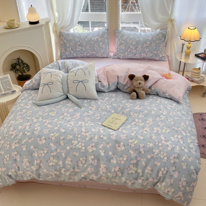 Sweet dreams甜梦 2025新款全棉纯棉小清新卡通被套单品单被套被套单件 蓝色花语