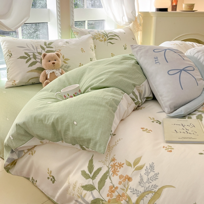 91家纺网 家纺一手货源 找家纺 Sweet dreams甜梦 2025新款全棉纯棉小清新卡通被套单品单被套被套单件 春意盎然