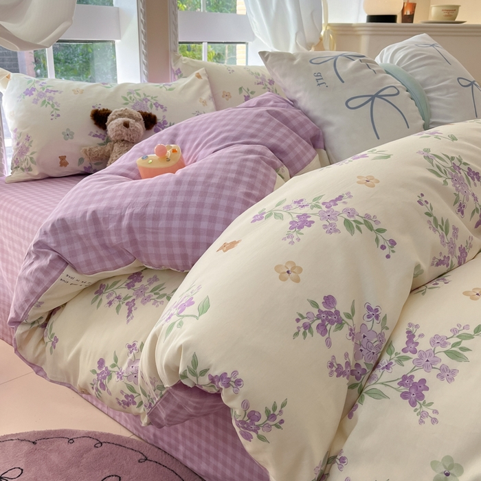 91家纺网 家纺一手货源 找家纺 Sweet dreams甜梦 2025新款全棉纯棉小清新卡通被套单品单被套被套单件 小熊花语