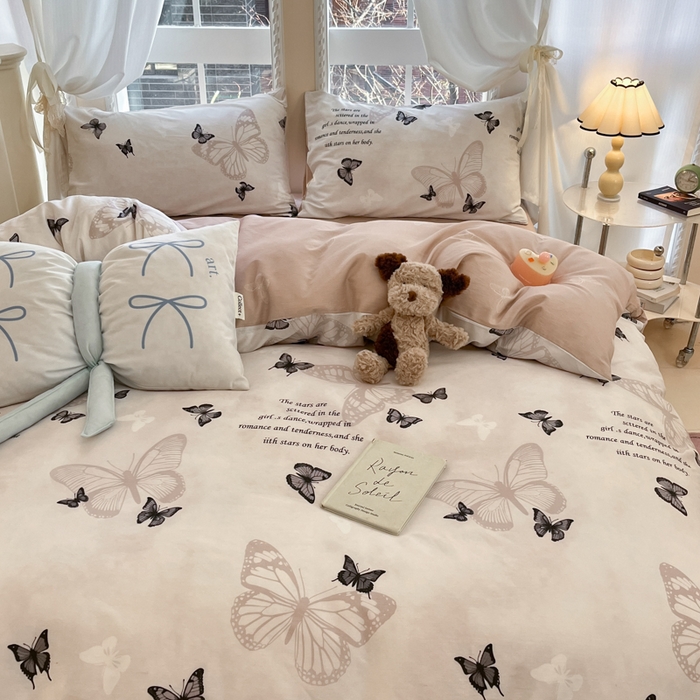 91家纺网 家纺一手货源 找家纺 Sweet dreams甜梦 2025新款全棉纯棉小清新卡通被套单品单被套被套单件 蝶花