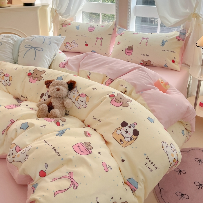 91家纺网 家纺一手货源 找家纺 Sweet dreams甜梦 2025新款全棉纯棉小清新卡通被套单品单被套被套单件 动物派对