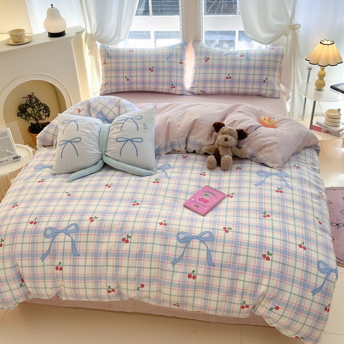 Sweet dreams甜梦 2025新款全棉纯棉小清新卡通被套单品单被套被套单件 蝴蝶结樱桃