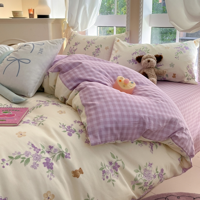 91家纺网 家纺一手货源 找家纺 Sweet dreams甜梦 2025新款全棉纯棉小清新卡通被套单品单被套被套单件 小熊花语