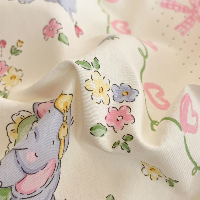 91家纺网 家纺一手货源 找家纺 Sweet dreams甜梦 2025新款全棉纯棉小清新卡通被套单品单被套被套单件 花花小象