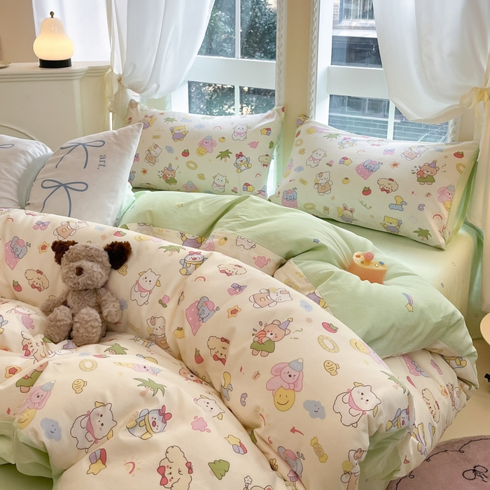 91家纺网 家纺一手货源 找家纺 Sweet dreams甜梦 2025新款全棉纯棉小清新卡通被套单品单被套被套单件 可爱趴趴