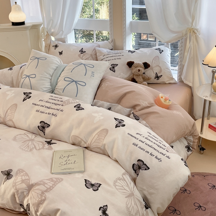 91家纺网 家纺一手货源 找家纺 Sweet dreams甜梦 2025新款全棉纯棉小清新卡通被套单品单被套被套单件 蝶花