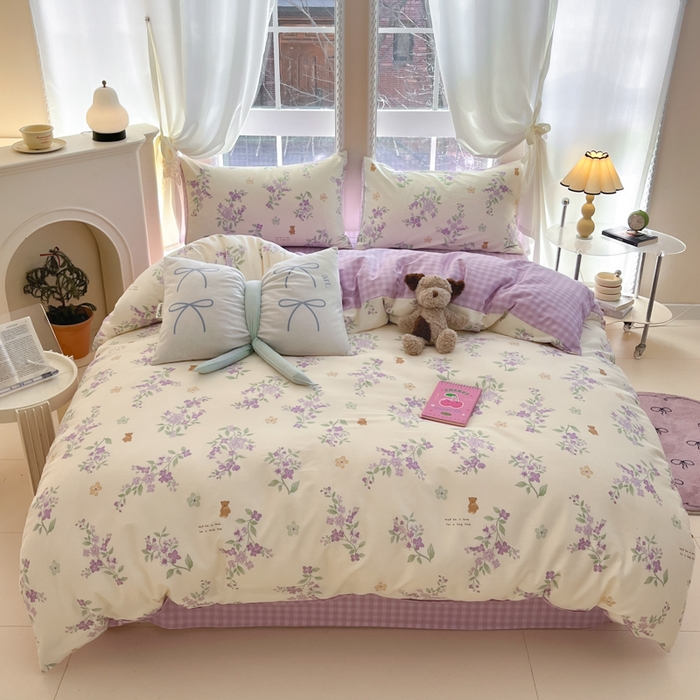 91家纺网 家纺一手货源 找家纺 Sweet dreams甜梦 2025新款全棉纯棉小清新卡通被套单品单被套被套单件 小熊花语