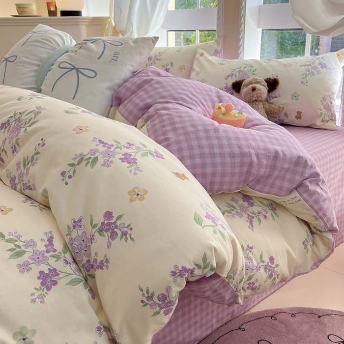 91家纺网 家纺一手货源 找家纺 Sweet dreams甜梦 2025新款全棉纯棉小清新卡通被套单品单被套被套单件 小熊花语