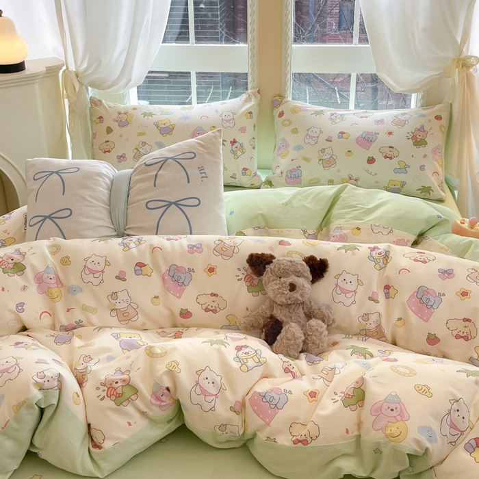 91家纺网 家纺一手货源 找家纺 Sweet dreams甜梦 2025新款全棉纯棉小清新卡通被套单品单被套被套单件 可爱趴趴