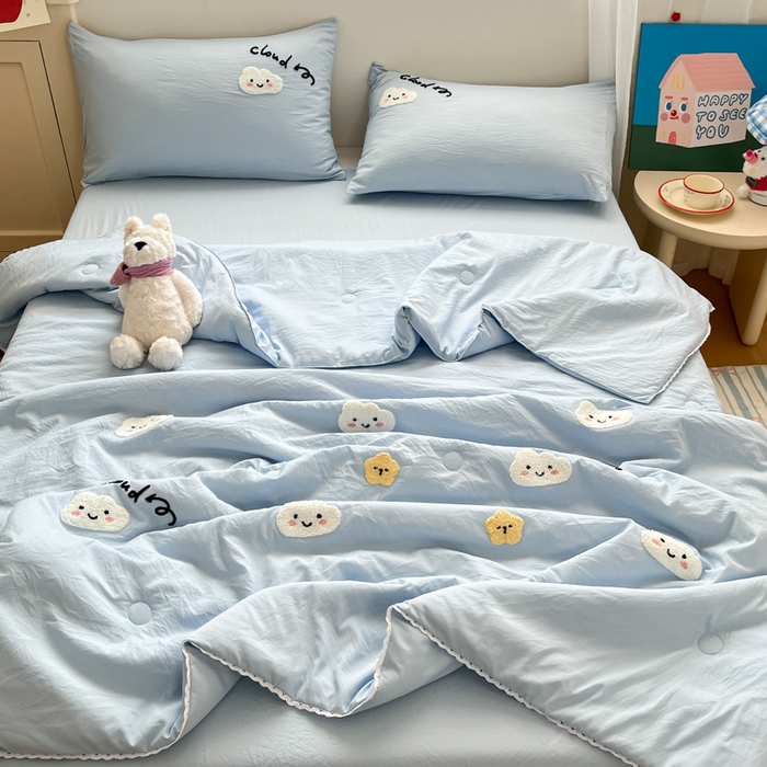 91家纺网 家纺一手货源 找家纺 （总）Sweet dreams甜梦 2025新款毛巾绣夏被夏凉被空调被四件套