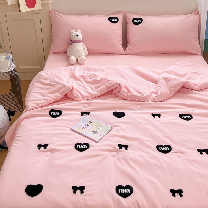 91家纺网 家纺一手货源 找家纺 （总）Sweet dreams甜梦 2025新款毛巾绣夏被夏凉被空调被四件套