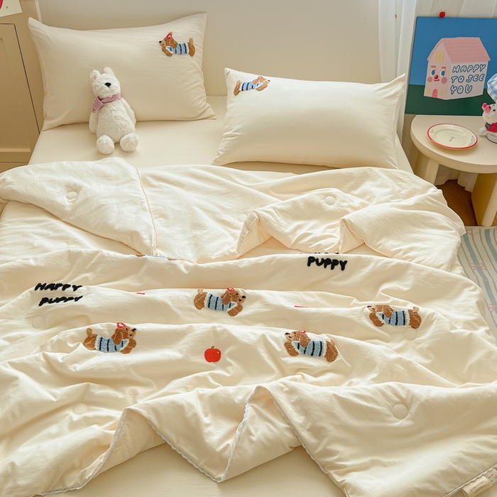 91家纺网 家纺一手货源 找家纺 （总）Sweet dreams甜梦 2025新款毛巾绣夏被夏凉被空调被四件套