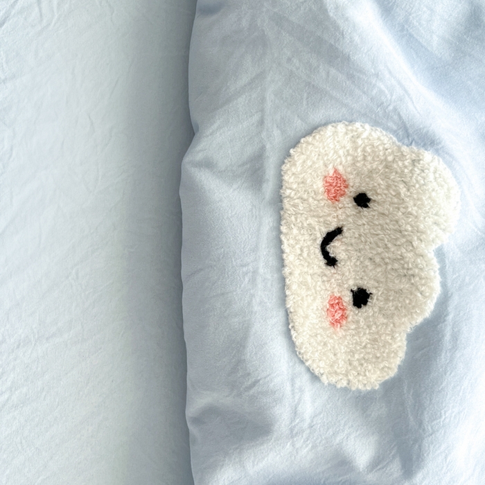 91家纺网 家纺一手货源 找家纺 Sweet dreams甜梦 2025新款毛巾绣夏被夏凉被空调被四件套 蓝色云朵