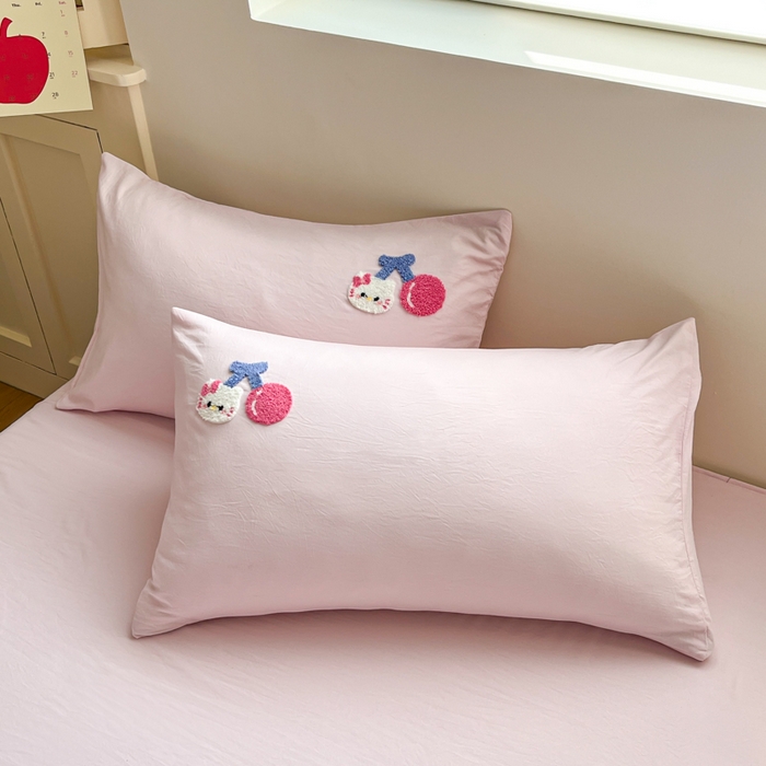 91家纺网 家纺一手货源 找家纺 Sweet dreams甜梦 2025新款毛巾绣夏被夏凉被空调被四件套 粉小猫