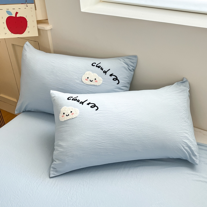 91家纺网 家纺一手货源 找家纺 Sweet dreams甜梦 2025新款毛巾绣夏被夏凉被空调被四件套 蓝色云朵