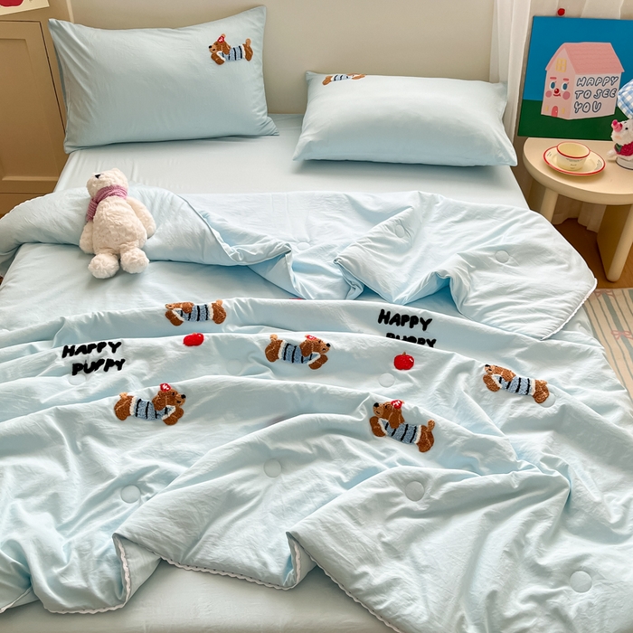 Sweet dreams甜梦 2025新款毛巾绣夏被夏凉被空调被四件套 蓝小狗