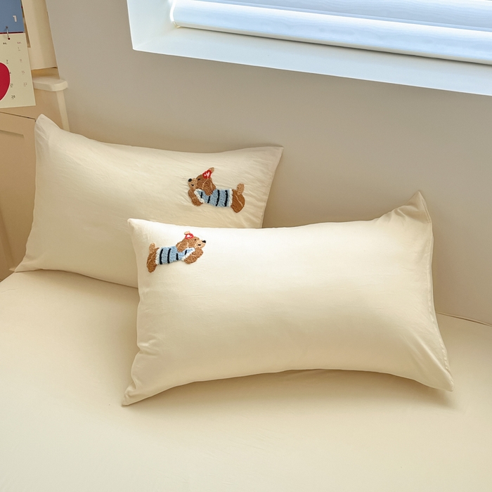 91家纺网 家纺一手货源 找家纺 Sweet dreams甜梦 2025新款毛巾绣夏被夏凉被空调被四件套 黄小狗