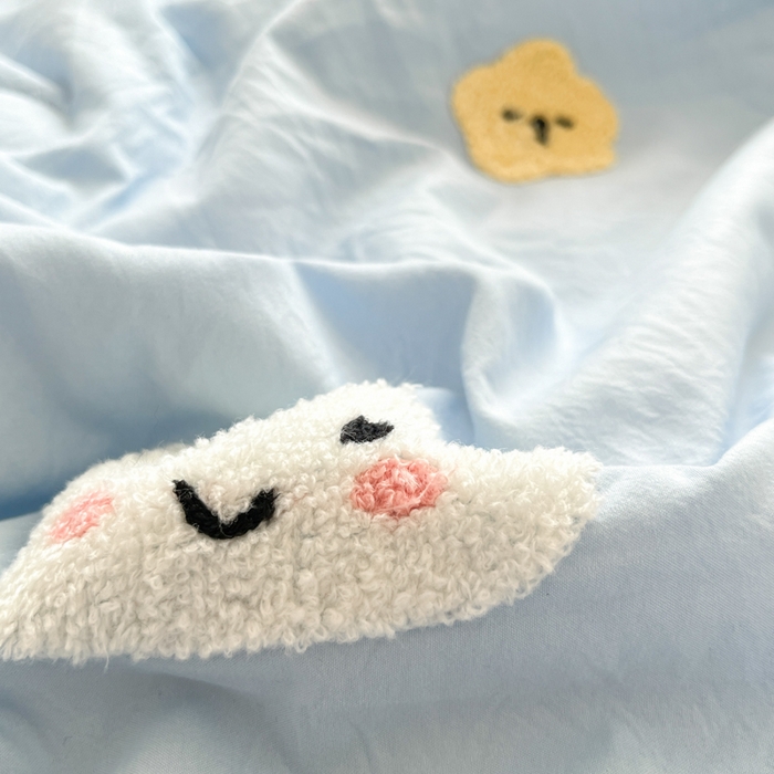 91家纺网 家纺一手货源 找家纺 Sweet dreams甜梦 2025新款毛巾绣夏被夏凉被空调被四件套 蓝色云朵