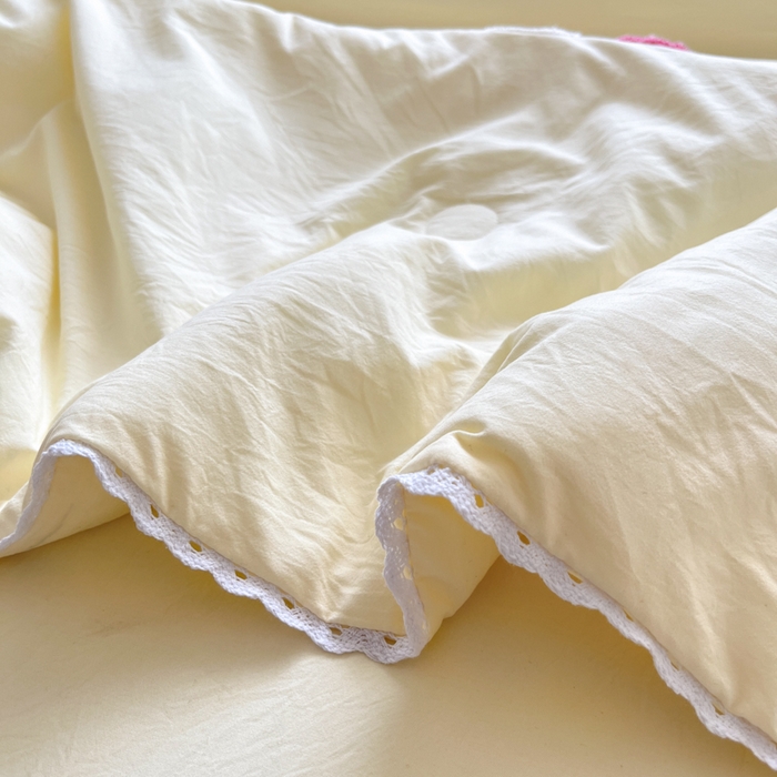 91家纺网 家纺一手货源 找家纺 Sweet dreams甜梦 2025新款毛巾绣夏被夏凉被空调被四件套 黄小猫