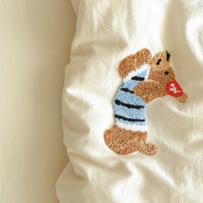 91家纺网 家纺一手货源 找家纺 Sweet dreams甜梦 2025新款毛巾绣夏被夏凉被空调被四件套 黄小狗