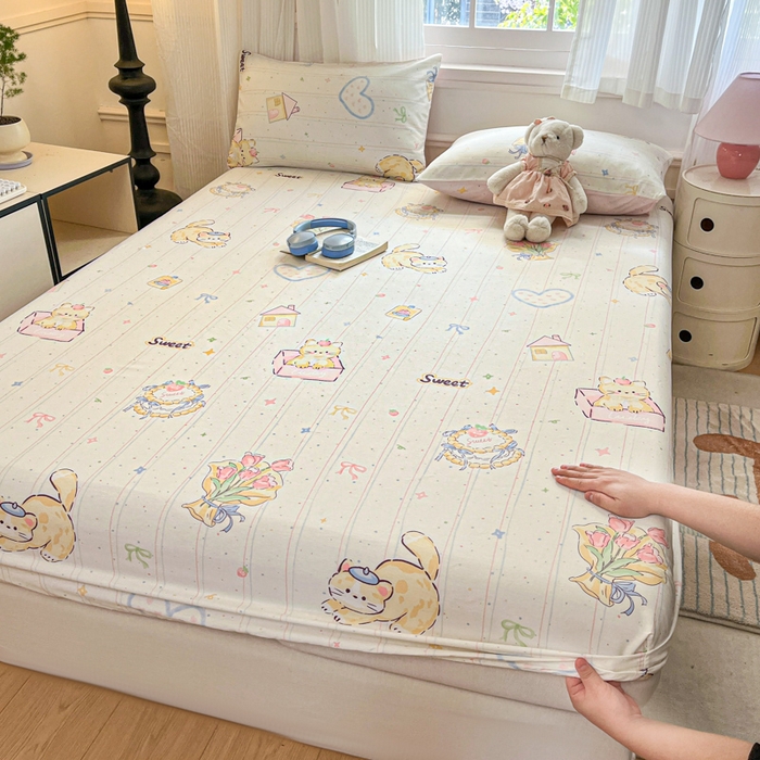 91家纺网 家纺一手货源 找家纺 （总）Sweet dreams甜梦 2025新款全棉纯棉小清新印花床笠单品单床笠床笠单件