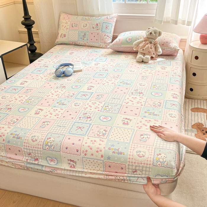 91家纺网 家纺一手货源 找家纺 （总）Sweet dreams甜梦 2025新款全棉纯棉小清新印花床笠单品单床笠床笠单件