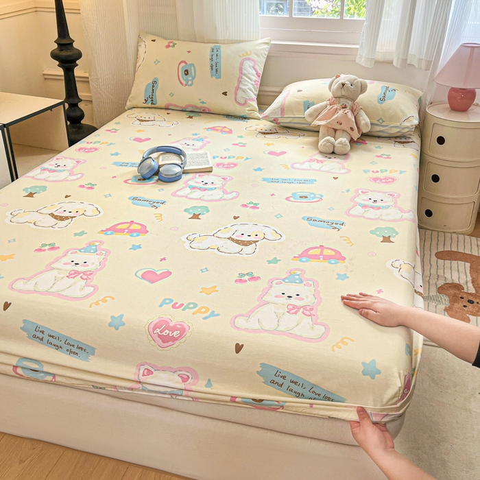 91家纺网 家纺一手货源 找家纺 （总）Sweet dreams甜梦 2025新款全棉纯棉小清新印花床笠单品单床笠床笠单件