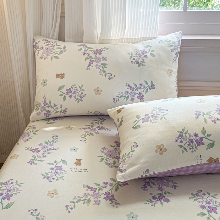 91家纺网 家纺一手货源 找家纺 Sweet dreams甜梦 2025新款全棉纯棉小清新印花床笠单品单床笠床笠单件 小熊花语