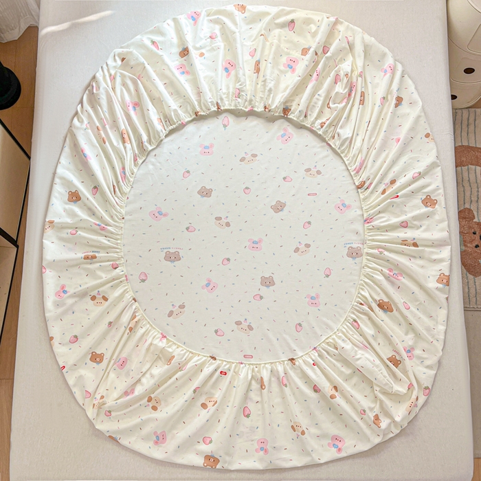 91家纺网 家纺一手货源 找家纺 Sweet dreams甜梦 2025新款全棉纯棉小清新印花床笠单品单床笠床笠单件 草莓小兔