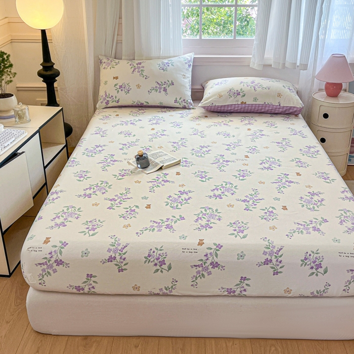 91家纺网 家纺一手货源 找家纺 Sweet dreams甜梦 2025新款全棉纯棉小清新印花床笠单品单床笠床笠单件 小熊花语