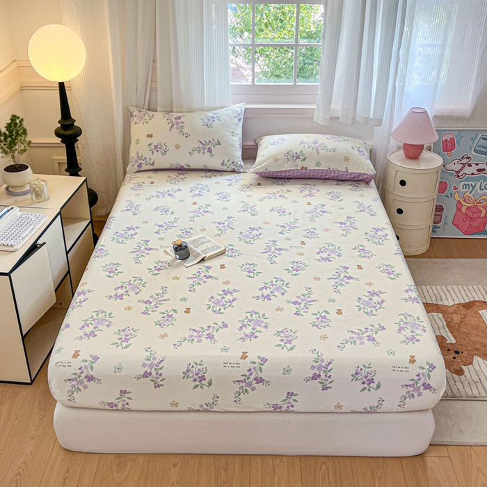 91家纺网 家纺一手货源 找家纺 Sweet dreams甜梦 2025新款全棉纯棉小清新印花床笠单品单床笠床笠单件 小熊花语