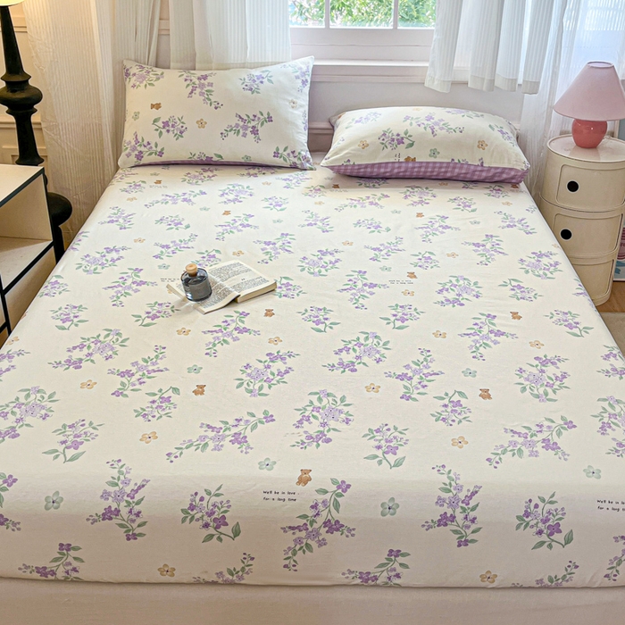 91家纺网 家纺一手货源 找家纺 Sweet dreams甜梦 2025新款全棉纯棉小清新印花床笠单品单床笠床笠单件 小熊花语