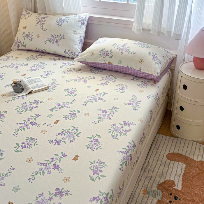 91家纺网 家纺一手货源 找家纺 Sweet dreams甜梦 2025新款全棉纯棉小清新印花床笠单品单床笠床笠单件 小熊花语