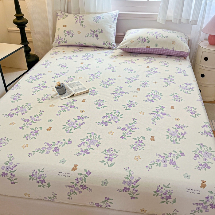 91家纺网 家纺一手货源 找家纺 Sweet dreams甜梦 2025新款全棉纯棉小清新印花床笠单品单床笠床笠单件 小熊花语