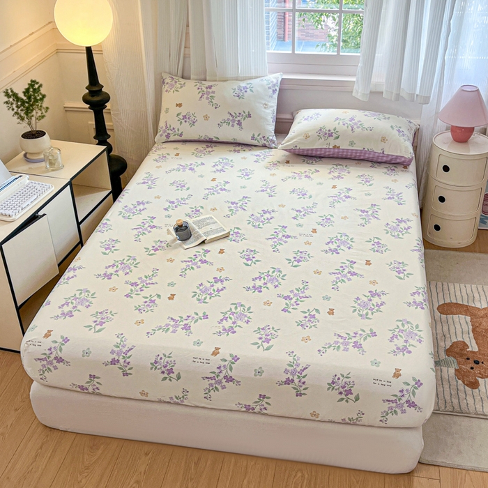 91家纺网 家纺一手货源 找家纺 Sweet dreams甜梦 2025新款全棉纯棉小清新印花床笠单品单床笠床笠单件 小熊花语