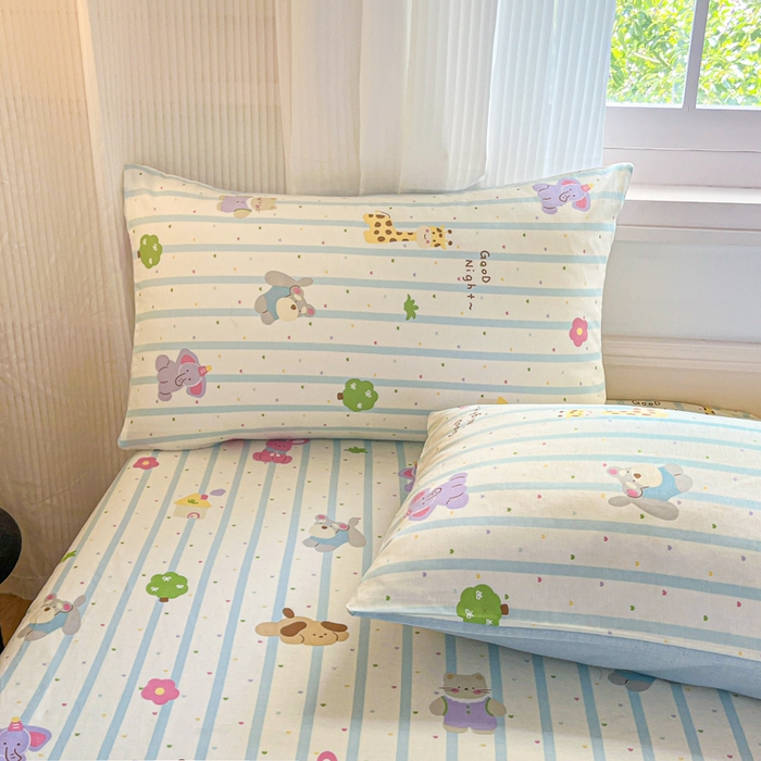 91家纺网 家纺一手货源 找家纺 Sweet dreams甜梦 2025新款全棉纯棉小清新印花床笠单品单床笠床笠单件 奇趣动物园