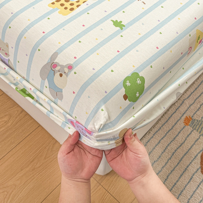 91家纺网 家纺一手货源 找家纺 Sweet dreams甜梦 2025新款全棉纯棉小清新印花床笠单品单床笠床笠单件 奇趣动物园