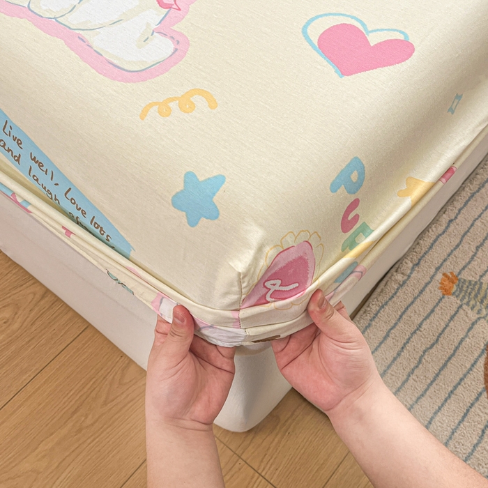 91家纺网 家纺一手货源 找家纺 Sweet dreams甜梦 2025新款全棉纯棉小清新印花床笠单品单床笠床笠单件 萌趣乐园