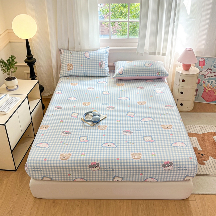 91家纺网 家纺一手货源 找家纺 Sweet dreams甜梦 2025新款全棉纯棉小清新印花床笠单品单床笠床笠单件 格子狗狗