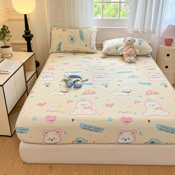 91家纺网 家纺一手货源 找家纺 Sweet dreams甜梦 2025新款全棉纯棉小清新印花床笠单品单床笠床笠单件 萌趣乐园