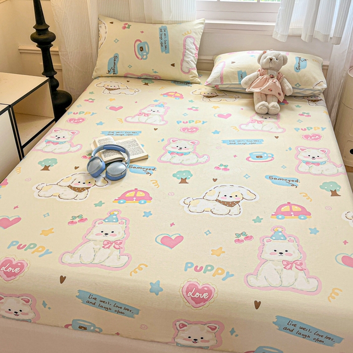 91家纺网 家纺一手货源 找家纺 Sweet dreams甜梦 2025新款全棉纯棉小清新印花床笠单品单床笠床笠单件 萌趣乐园