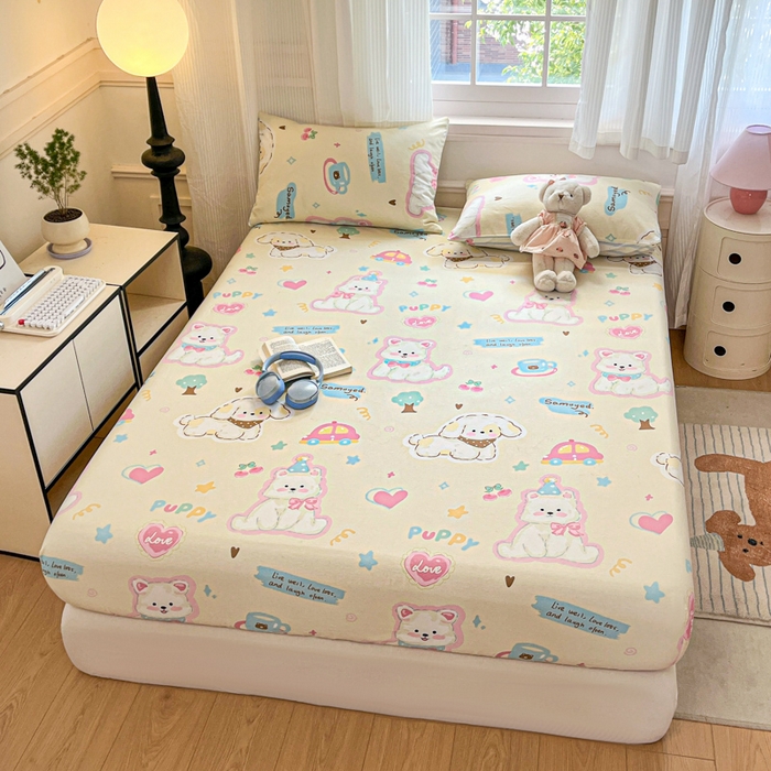 91家纺网 家纺一手货源 找家纺 Sweet dreams甜梦 2025新款全棉纯棉小清新印花床笠单品单床笠床笠单件 萌趣乐园