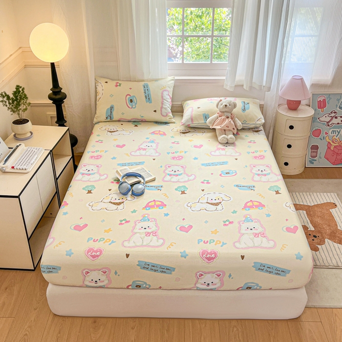 91家纺网 家纺一手货源 找家纺 Sweet dreams甜梦 2025新款全棉纯棉小清新印花床笠单品单床笠床笠单件 萌趣乐园