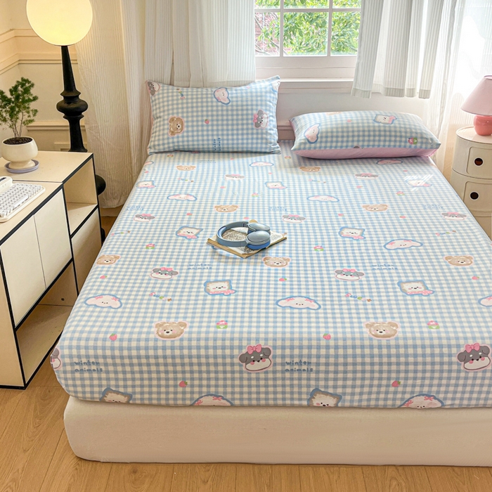 91家纺网 家纺一手货源 找家纺 Sweet dreams甜梦 2025新款全棉纯棉小清新印花床笠单品单床笠床笠单件 格子狗狗